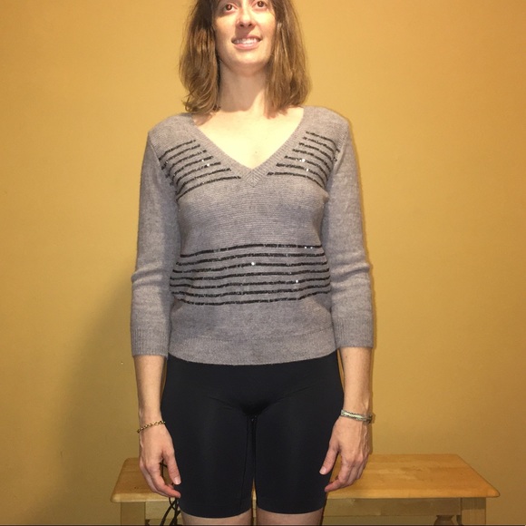 Alpaca Wool Blend - Sequin Striped Sweater - M - Picture 2 of 15